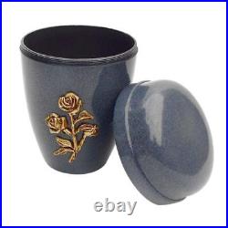 Rose Curved Blue Enamel Finish Adult Ashes Memorial Urn for Ashes