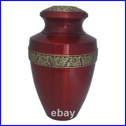 Ruby Red Brass Large Adult Ashes Urn for Cremation & Decoration