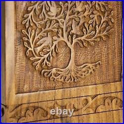 SIC Rosewood Urn for Human Ashes Adult, Vertical Tree of Life Large, Brown