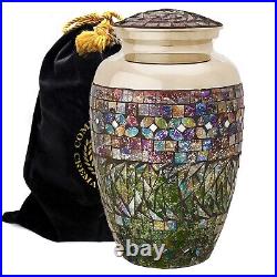 Silver Cracked Glass Cremation Urn, Cremation Urns Adult, Urns for Human Ashes