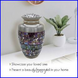 Silver Cracked Glass Cremation Urn, Cremation Urns Adult, Urns for Human Ashes