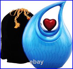 Urns for Ashes, Heart of Love Cremation URN Adult Urn Blue