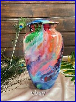 Urns for human ashes, rainbow urn, Large cremation urns for adult, colorful urn