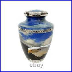 White Eagle Designed Large Blue Cloudy Sky Adult Memorial Human Urn For Ashes