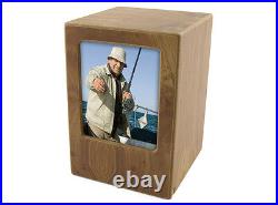Wood Adult 200 Cubic Inch Funeral Cremation Urn for Ashes with photo