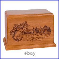 Wood Adult Cremation Urn (Wooden Urns) Mahogany Boat Fishing