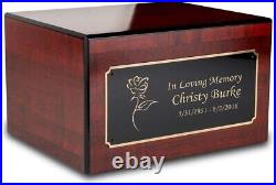 Wooden Urn Cremation Box, Heritage Crematory Urns Adult Size, Rose